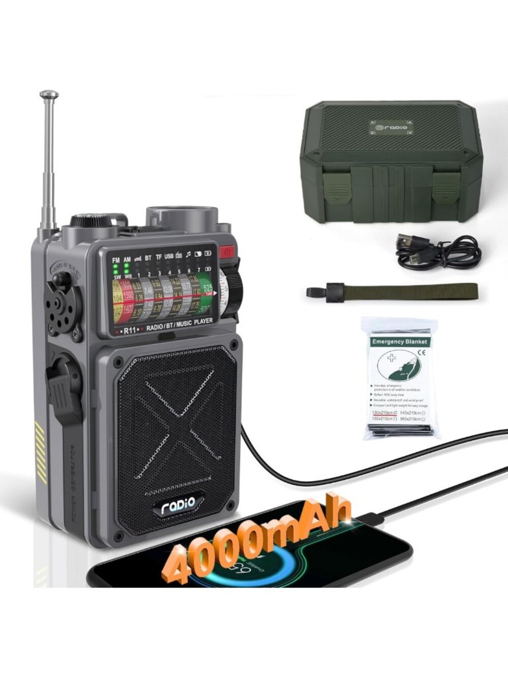Portable Shortwave Radio with NOAA, AM/FM - Ideal for Camping & Home Use
